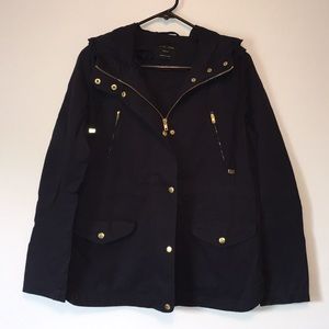 Navy blue jacket with gold buttons